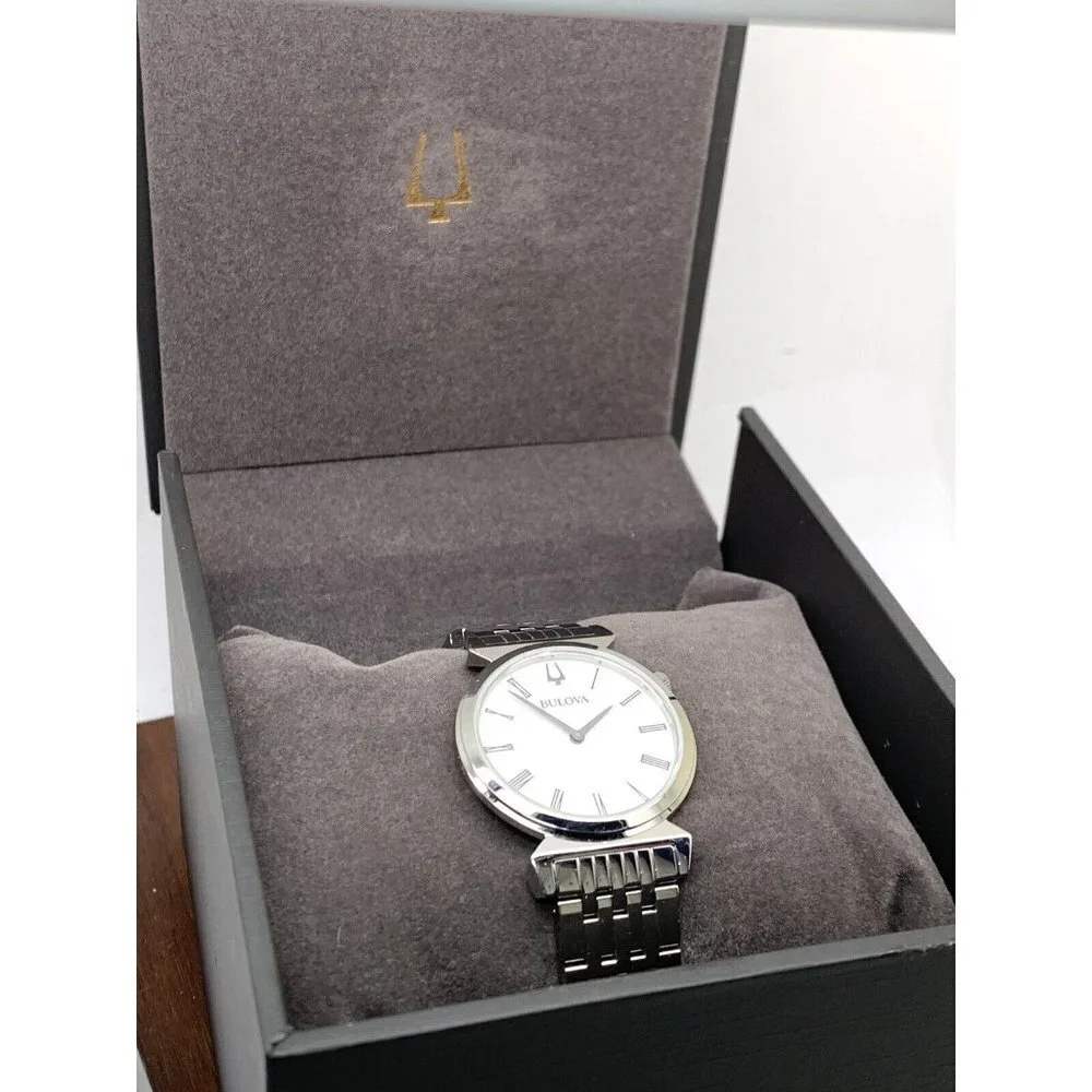 Bulova Women's Watch 96L275 Quartz White Dial Roman Numeral Stainless Steel 30mm